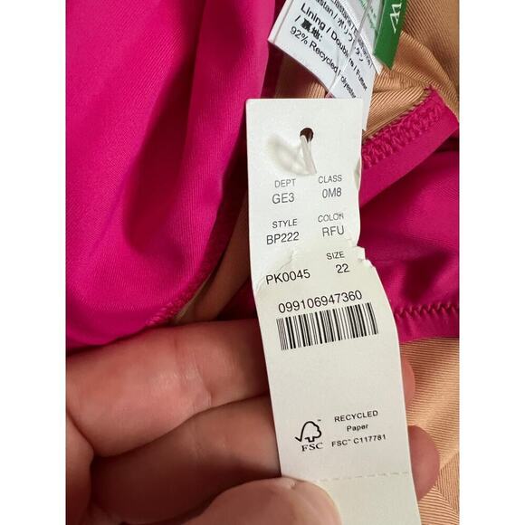 NWT J. Crew Pink Fushia One Piece Swim Suit Ruched Ruffle V Neck Women's 22 - Picture 5 of 10